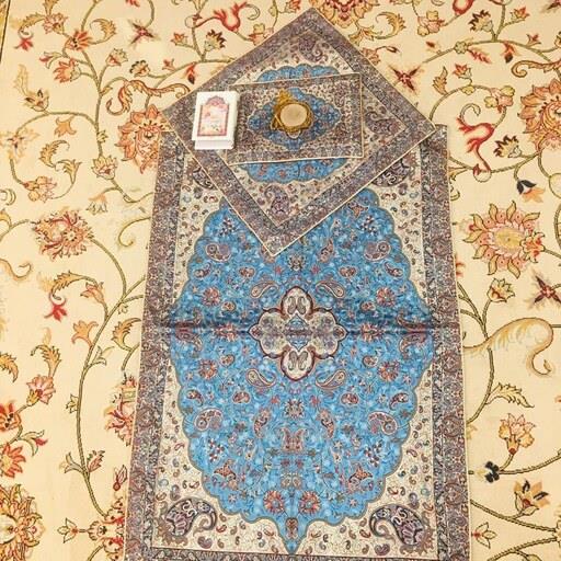 ست سجاده جانماز ترمه شاه عباسی(آبی فیروزه ای)